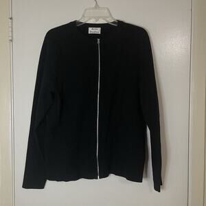 ACNE STUDIOS men black knit full zip lang sweater jacket ss14 size medium